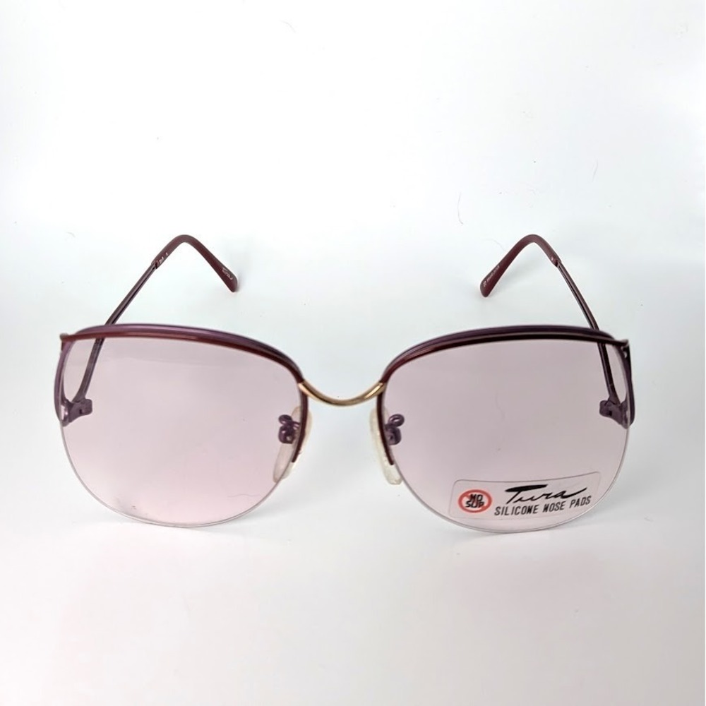 Vintage Women's Eyeglass Tura Mod 417  54/18/135 Semi Rimless Purple Metal NOS